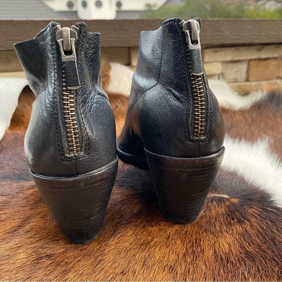 Eileen Fisher Leather Peep Toe Ankle Booties | Comfort Heel | Size 5 - Picture 5 of 7